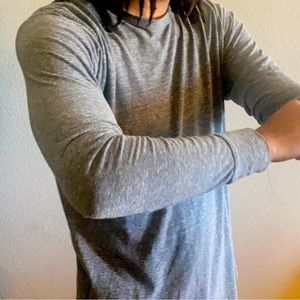 (Like New) Long-sleeve Trendy U-Cut Grey Space Colored Tee w/ Zippers